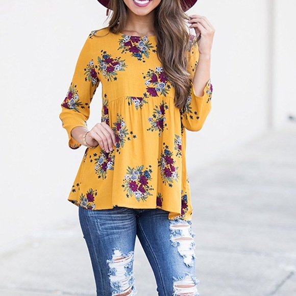 Tops -  Floral Print Tunic